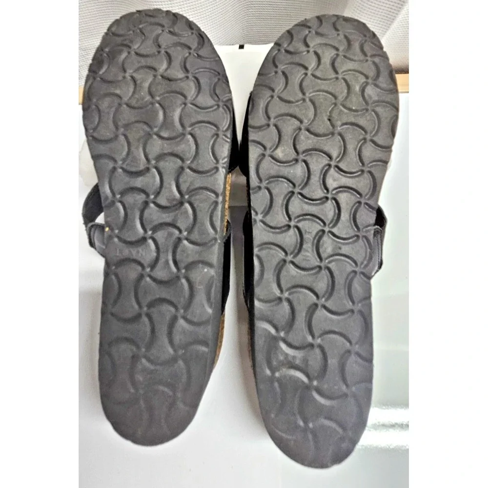 Naot Black patent leather ashley two strap rhinestones cork sandals Sz 39/L8‎